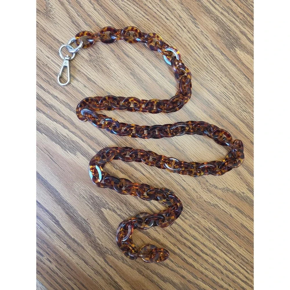 Womens Tortoiseshell Chain Belt Brown Tortoise Print Sz Med Large Unbranded